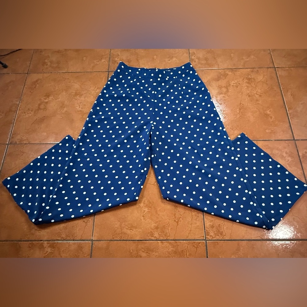 Nasty Gal Blue and White Wide Leg Pants